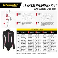 Maillot TERMICO CRESSI Manches Longues Dame 2mm -Mares Soldes termico dame manche long ta 2